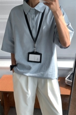 高品质老钱风亚麻男士polo衫短袖衬衫领T恤夏装宽松半袖S433-特32，男装Polo衫，电商A233-1