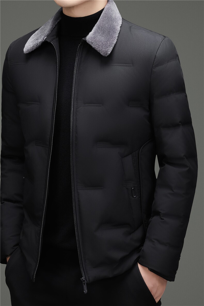 2025现货中老年男士羊毛领羽绒服外套90白鸭绒休闲羽绒服外套,男装羽绒服,钱塘723