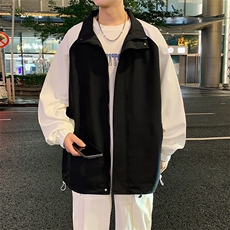 港风秋季新款宽松夹克男撞色立领上衣外套MYJ24-7864-P58，男装夹克，星座717