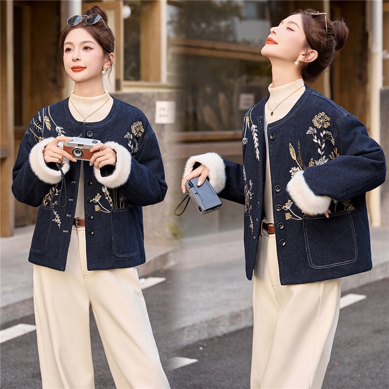 现货主推2025年冬季新款國风羽绒服外套女,女装羽绒服,曼娅璐