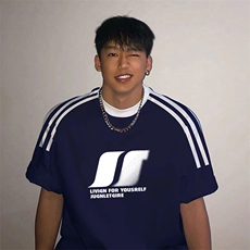 夏季美式高街重磅纯棉三条杠织带撞色男女短袖T恤ZD337-特P30，男装T恤，电商A486