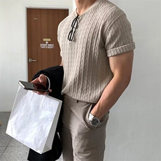 夏季潮圆领男标准时尚T恤针织短袖成熟中性风T恤MB212P43，男装T恤，星座1116-2