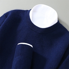 羊毛30%兔绒20%套头男士圆领长袖商务绅士，男装针织衫/毛衣，枫宸羊绒