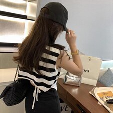 现货夏款垫肩条纹针织，其它，XTZ style