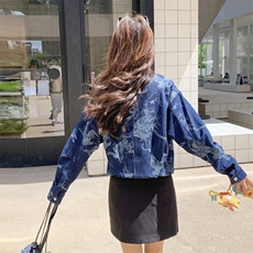 甜酷风印花牛仔外套女2025秋季新款设计感小个子休闲减龄短款夹克，女装短外套，2C176