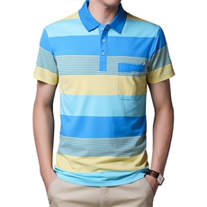 百搭时尚polo男士短袖上衣条纹夏季宽松中年潮流T恤HM1706-P55，男装Polo衫，星座1105-3