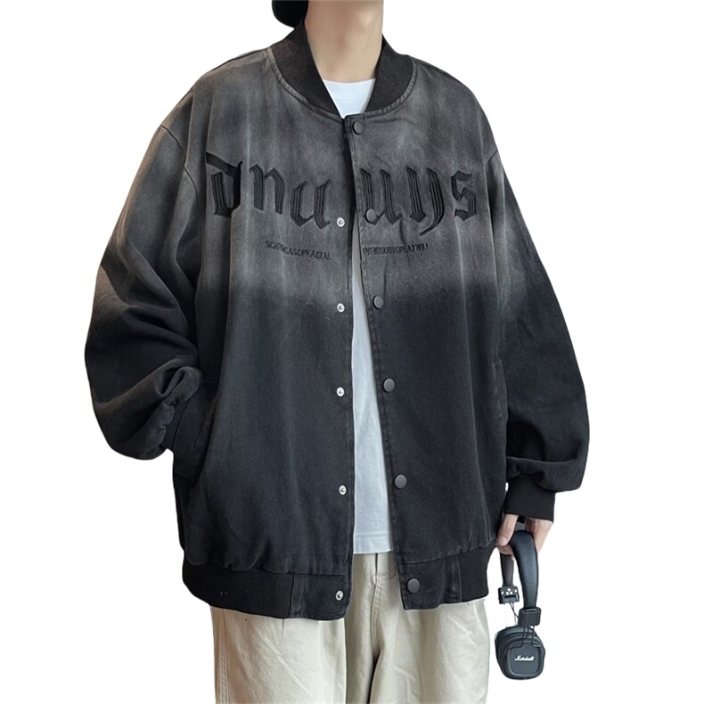 美式复古水洗做旧渐变棒球服高街男潮外套秋冬新款情侣百搭夹克男,男装夹克,星座505-2（原电商A260-1)