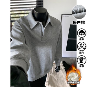 曼巴棉420g重磅大码加厚银狐绒半拉链卫衣男W5416J加绒特P55控108图片
