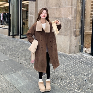 高级感皮毛一体加绒大衣外套女中长款2025冬季新款超好看加厚棉服图片