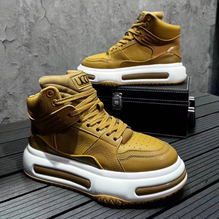 秋冬新款时尚百搭厚底增高板鞋潮男高帮鞋男，男鞋靴子，星座1407-6