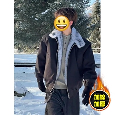 现货高品质美式高街重磅狼王座山雕毛毛领棉衣男女加厚棉服冬外套，男装棉衣，电商A486