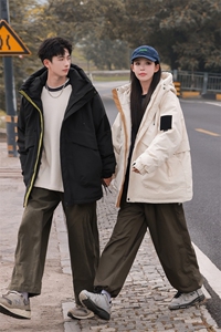 情侣冬季登山服白鸭绒连帽纯色工装羽绒服大衣A406 Y93651 P228图片