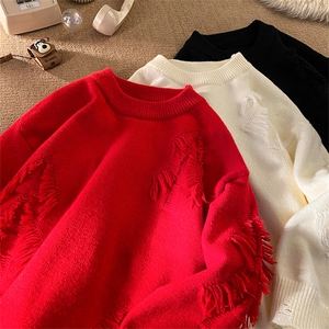 新年春节圣诞宽松情侣男女加厚套头红毛衣针织衫C408 M7302P58图片