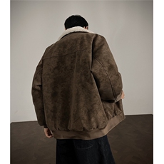 W85299特P85座山雕兔毛拼接复古皮衣棉衣棉服外套，男装皮衣，电商B205