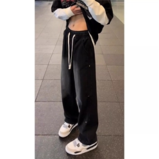 春秋抽绳牛仔裤男美式vibe裤子男宽松弯刀直筒微喇裤子LA2711-P45，男装牛仔裤，星座1008