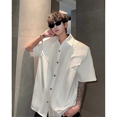 25设计感解构男士垫肩男大短袖白衬衫CS158-P68，男装衬衫，电商B288