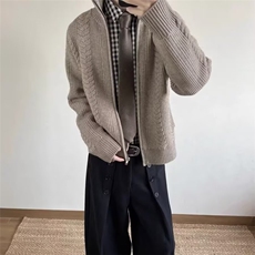 日系流行百搭时尚新款重磅北极绒开衫毛衣潮流简约慵懒文艺气质，男装针织衫/毛衣，星座506A