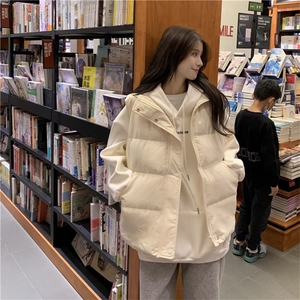 现货5W件冬季三防硬挺boxy短款立领棉衣马夹外套加厚马甲保暖棉服图片
