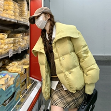 短款羽绒服女2024冬季韩系超好看连帽面包服白鸭绒厚外套，女装羽绒服，秀美人生