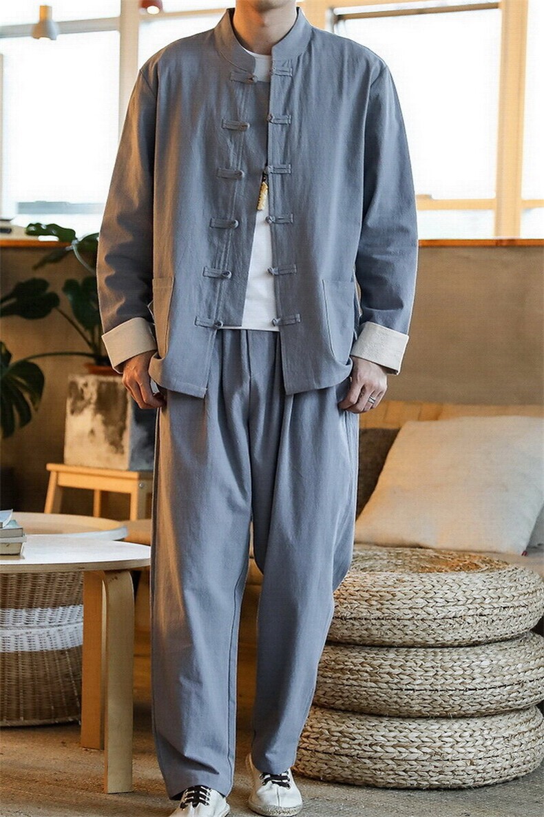 2025春夏新款长袖长裤套装风汉服唐装四季1512-2003-P65,男装休闲套装,星座1512