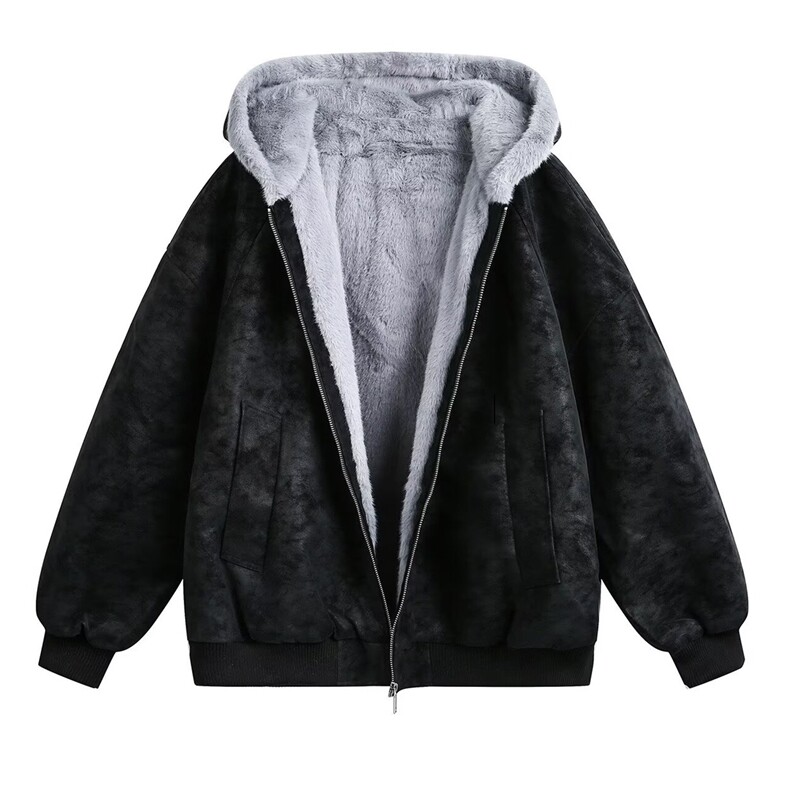 美式复古座山雕PU皮毛领情侣棉服男冬季款棉衣外套潮牌加厚版棉袄,男装棉衣,星座715-4