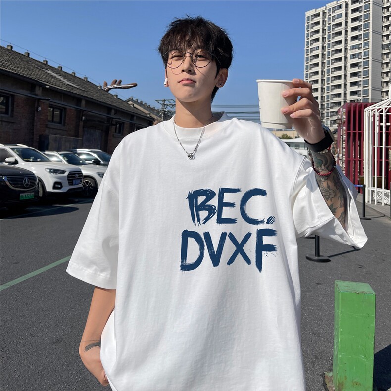得物直播品质220克纯棉精梳字母印花T恤短袖dcm283-特批20控38,男装T恤,星座605(原A050)