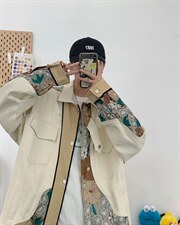 春秋潮牌刺绣拼接棒球服情侣宽松工装夹克学生休闲外套W1083-P78，男装夹克，星座512-4