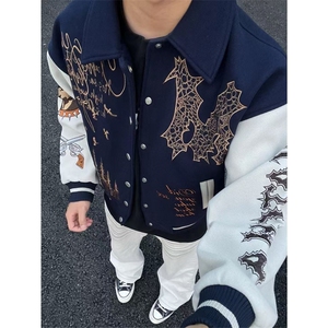 网图有货 重工刺绣呢料夹克男美式飞行员棒球服外套女 A877-P72图片