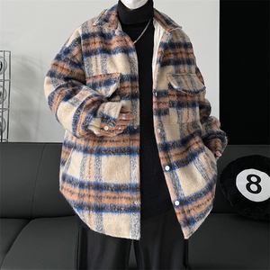 90白鸭绒 毛呢料格子加厚羽绒服宽松大码外套 A017 YR99 P225图片