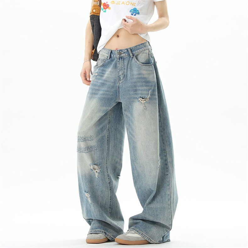 美式高街水洗复古破洞牛仔裤弯刀裤02XZ211-1-K2541-P60控88,男装牛仔裤,星座211-1