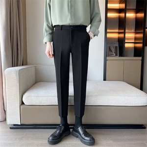 夏季青少年冰丝九分裤子男韩版潮流直筒西裤休闲潮流锥型S01/P40图片