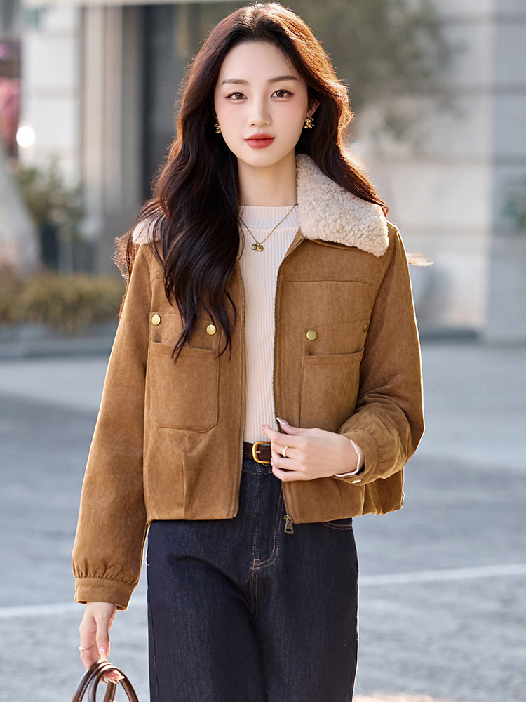 （现货）XBL新款2025年冬季短款羽绒服派克服保暖90白鸭绒1026,女装毛呢外套,欣贝拉