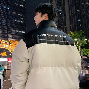 港风潮牌新款亮皮防水立领棉服潮流保暖棉衣M083S-P100控139图片