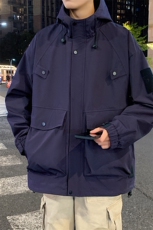 新款港风户外夹克男连帽纯色上衣冲锋衣外套DSA157B-J2527-P65，男装夹克，电商A157B