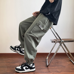 美式工装裤男夏季新款束脚裤hiphop潮流宽松休闲裤子 K3457-P38图片
