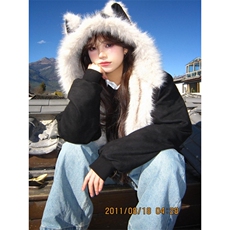 网图座山雕秋冬季连帽猫耳朵棉衣男女情侣装棉服外套潮流特P99，男装棉衣，电商C306-1