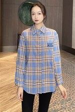 2021春装新款时尚百搭韩版格子衬衣，女装衬衫，深水步