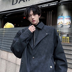 双层西装领小小铆钉假两件高品质皮衣夹克外套常规P148加棉P168，男装皮衣，电商B319