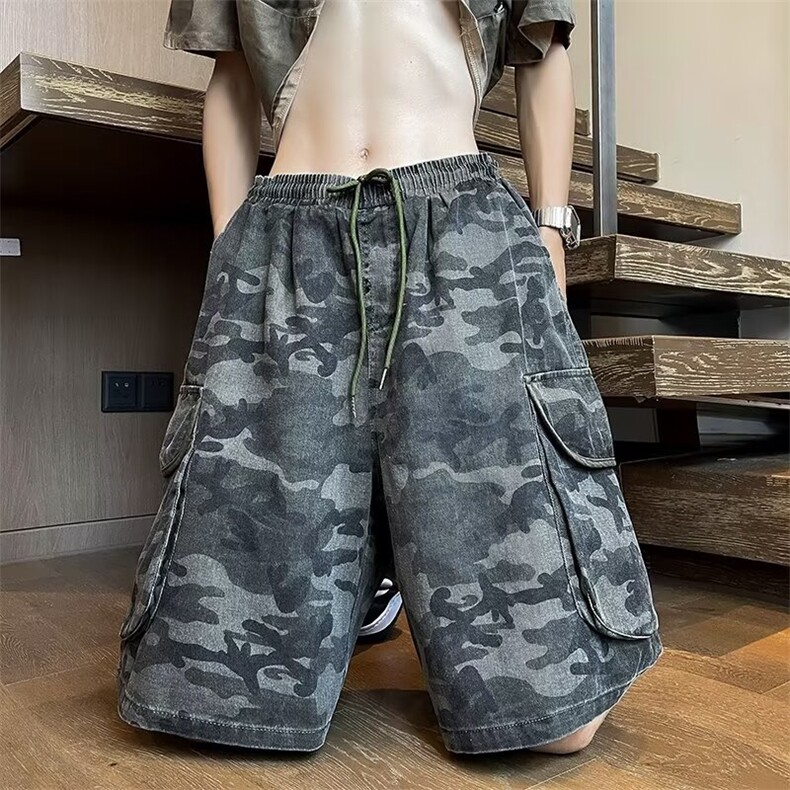 迷彩工装短裤男女夏季薄款宽松直筒中裤休闲五分裤子KD11,男装牛仔裤,星座1116A-1（原606A）