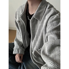 现货JK1166-特批60控98美式翻领夹克大码痞帅老钱风上衣外套，男装夹克，电商A059