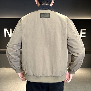 标50绒2025冬季跑量新款男士假两件老钱风翻领白鸭绒羽绒服夹克图片