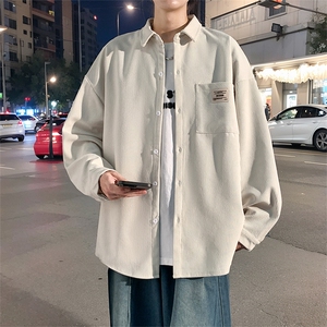 衬衫男秋季新款港风宽松大码灯芯绒长袖衬衣CS025-P38图片