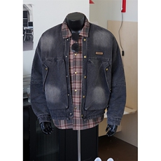 【现货】25秋新款牛仔水洗假两件潮男夹克外套705-1-W8852-P128，男装工装外套，星座705-1