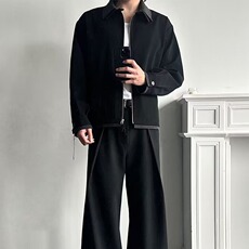 A175-P73春季高级感双头拉链小众韩版休闲短款夹克男垫肩设计感，男装夹克，电商B323A