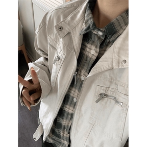 得物二开新款拉链牛仔夹克美式工装高级感哈灵顿夹克男JK1164-P98图片