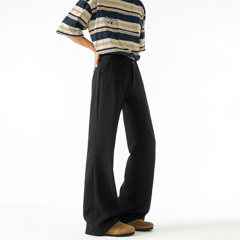 美式斜切微喇叭西裤高街cleanfit冰丝休闲裤子504-K246-特P39控78，男装西裤，星座504