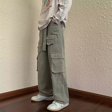 2024春装新款纯色工装裤潮流机能宽松直筒休闲裤现货K7668-P42，男装休闲裤，星座512-3