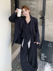 高级感慵懒宽松休闲西装显瘦马甲气质长裤三件套女秋2025新款套装，女装套装/套裙，浙宝192（原082）