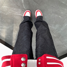 港风乱皱面料拉链设计休闲裤男潮流拖地直筒长裤男K77720P50控69，男装休闲裤，星座227-7