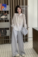 夏季阔腿裤衬衫马甲时尚三件套女，女装套装/套裙，浙宝069